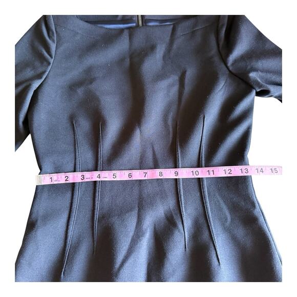 Elie Tahari Black Structured Sheath Dress 3/4 Sleeve Pencil Midi Classic Size 2 - Picture 9 of 13